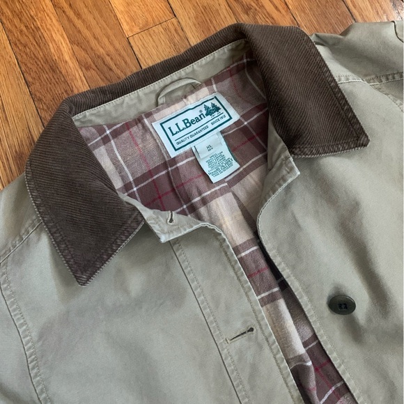L.L. Bean Adirondack flannel lined barn chore field coat with corduroy collar XL - Picture 3 of 9